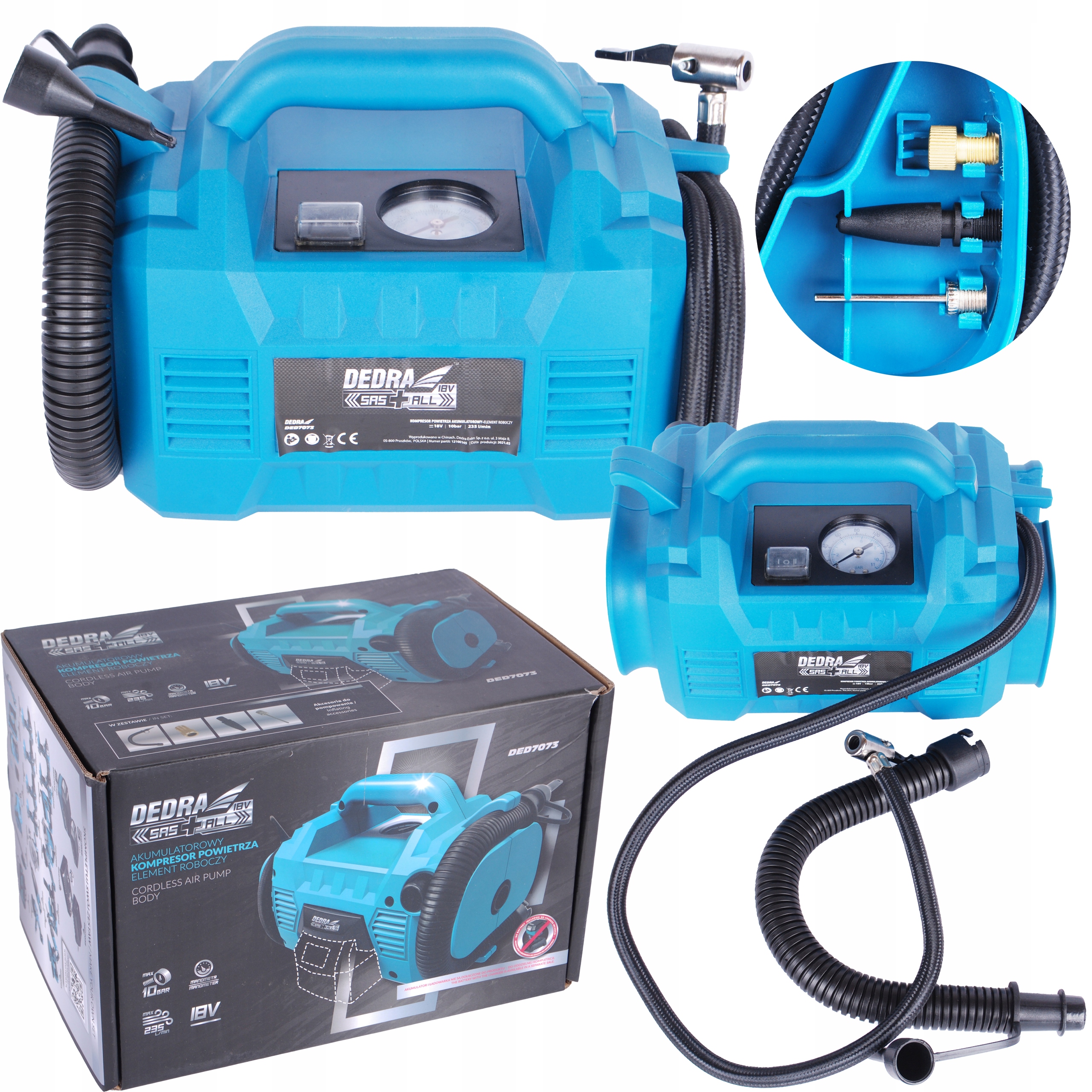 

Dedra Sas+ Kompresor Powietrza Aku 18V DED7073