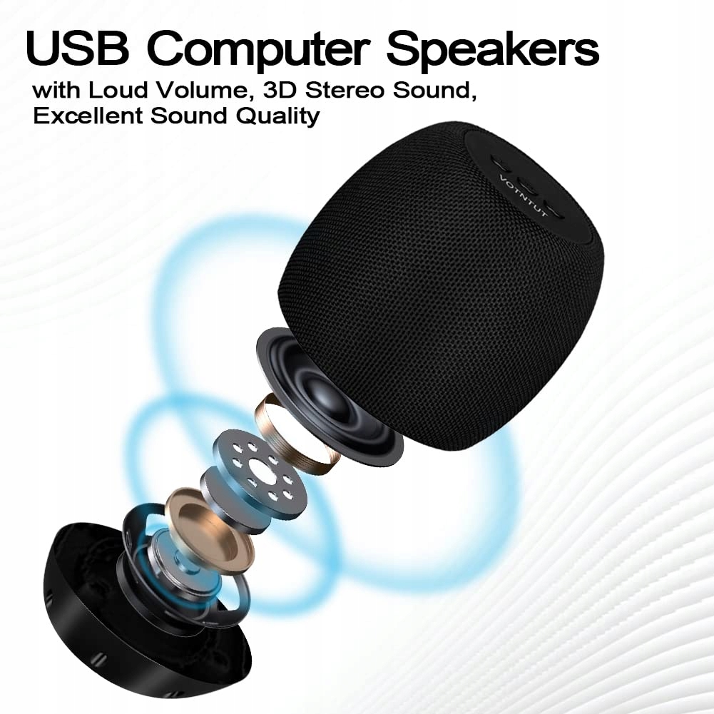 YYV Głośniki Komputerowe USB Stereo Dźwięk Bas Plug and Play — miniatura 3