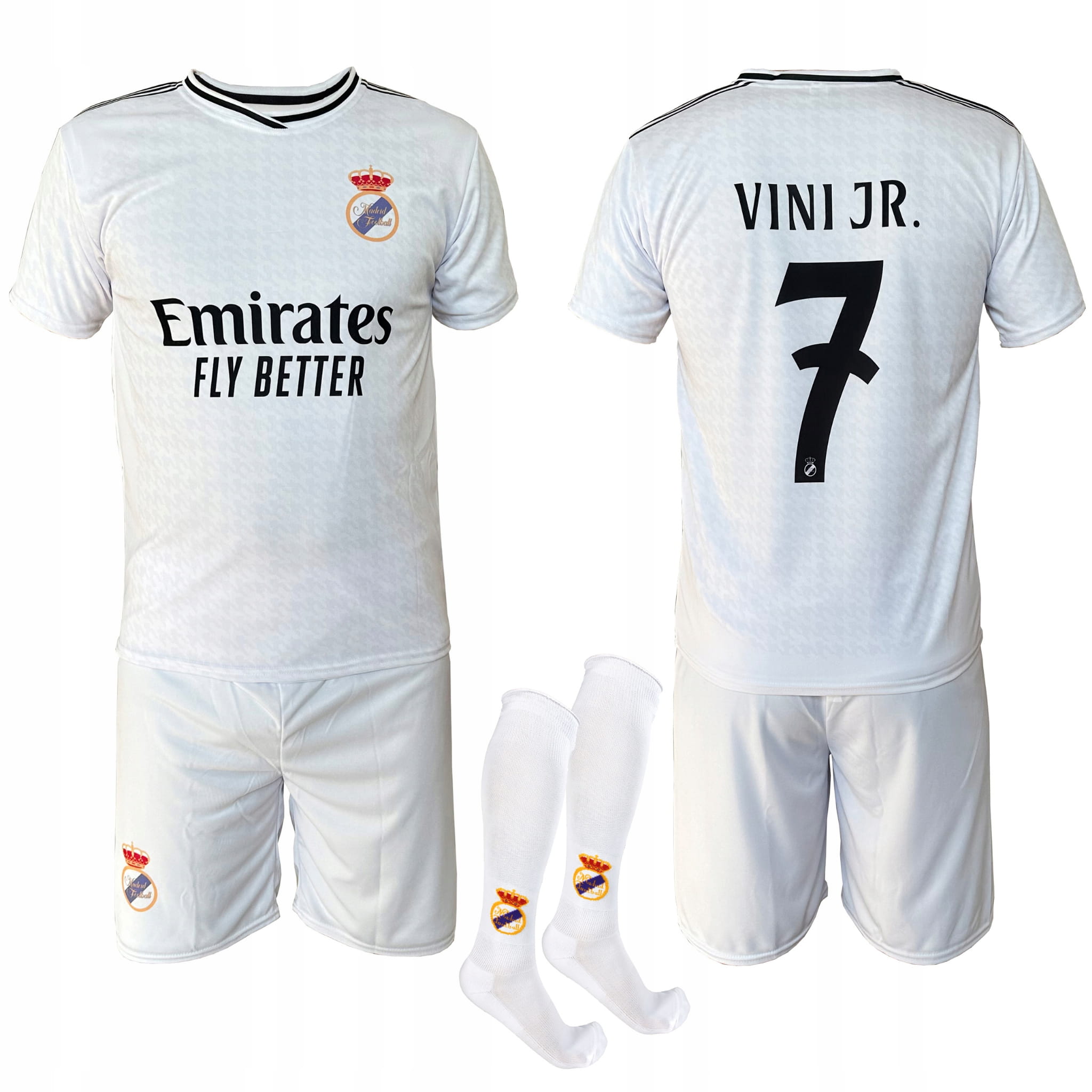 Strój komplet piłkarski Vinicus Junior Vini Jr koszulka spodenki getry 152