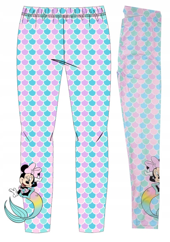 Legginsy EplusM długie wielokolorowe z nadrukiem Myszka Minnie