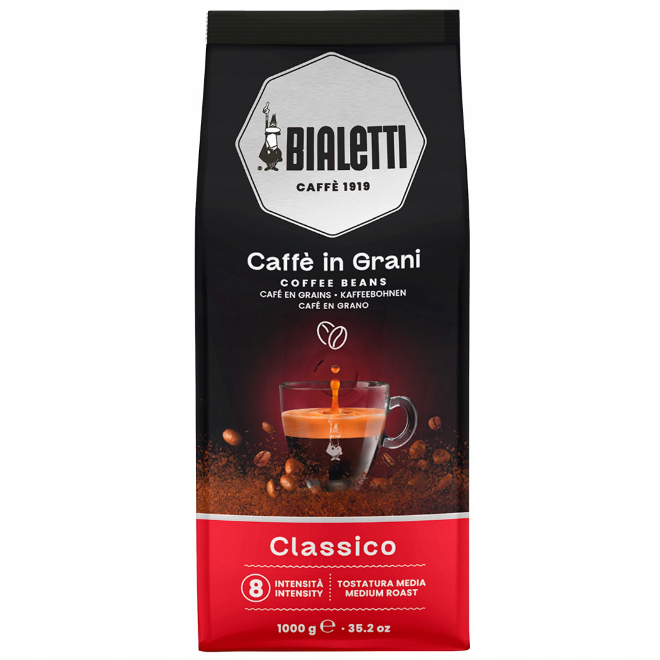 Kawa ziarnista 1kg Włoska Bialetti Esperto Grani Classico Ekspres Kawiarka