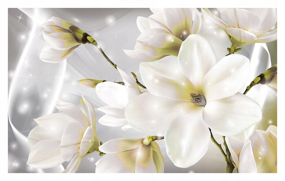 Fototapeta vlies Biele magnólie Strieborné pozadie Elegancia 368x254 lepidlo