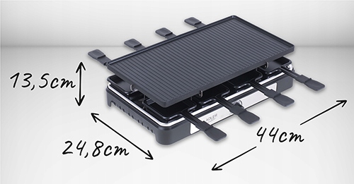 Grill Raclette Elektryczny AD 6616 1400W 8 Osób Płyta Grill + Patelenki