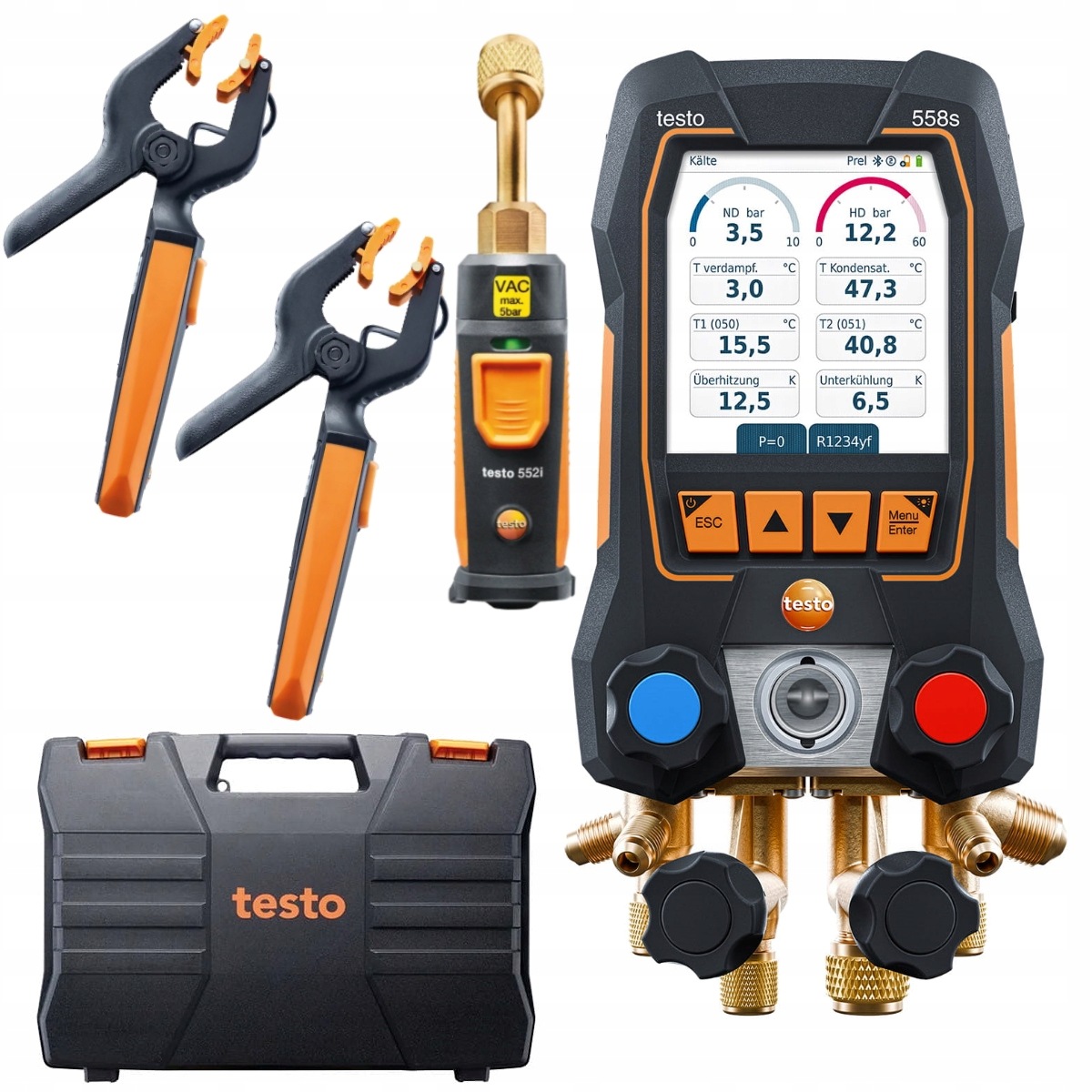 Testo 558s Elektronická ventilová objímka Sada Smart Vacuum Dotyková Obrazovka