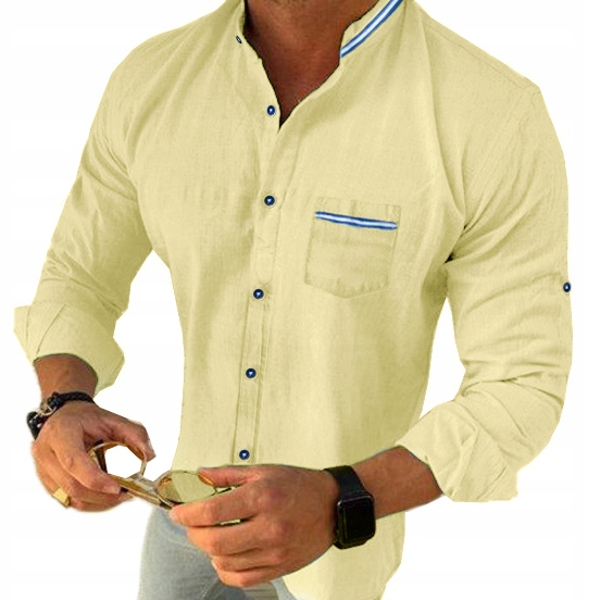 Pánská košile Casual Prodyšná Lněná Len