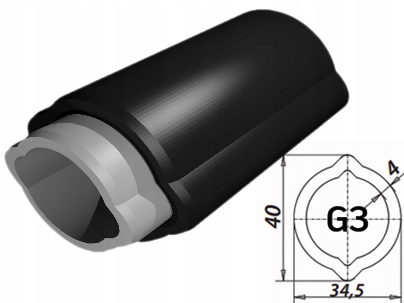 RURA WAŁU WOM RURA KARDAN Cytryna G3 34,5x40 - 50cm Numer katalogowy części RP-G3