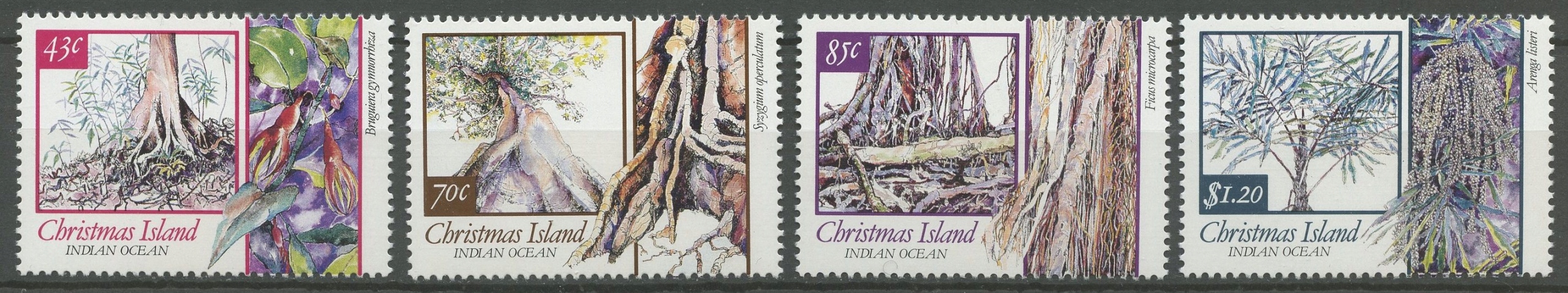 Christmas Islands** Mi. 337-40 Drzewa