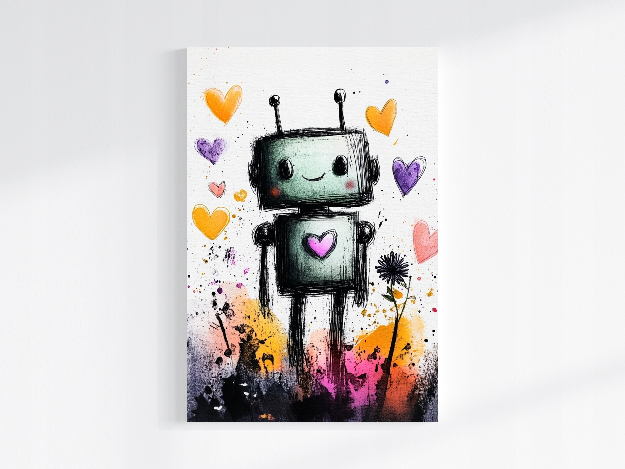 Obraz Na Plátně Canvas Grafika Portrét Robot Android Srdíčko 80x120