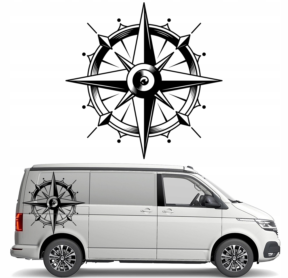 Samolepka Grafika na karavan auto přívěs Kompas Růže Větrů 94x94