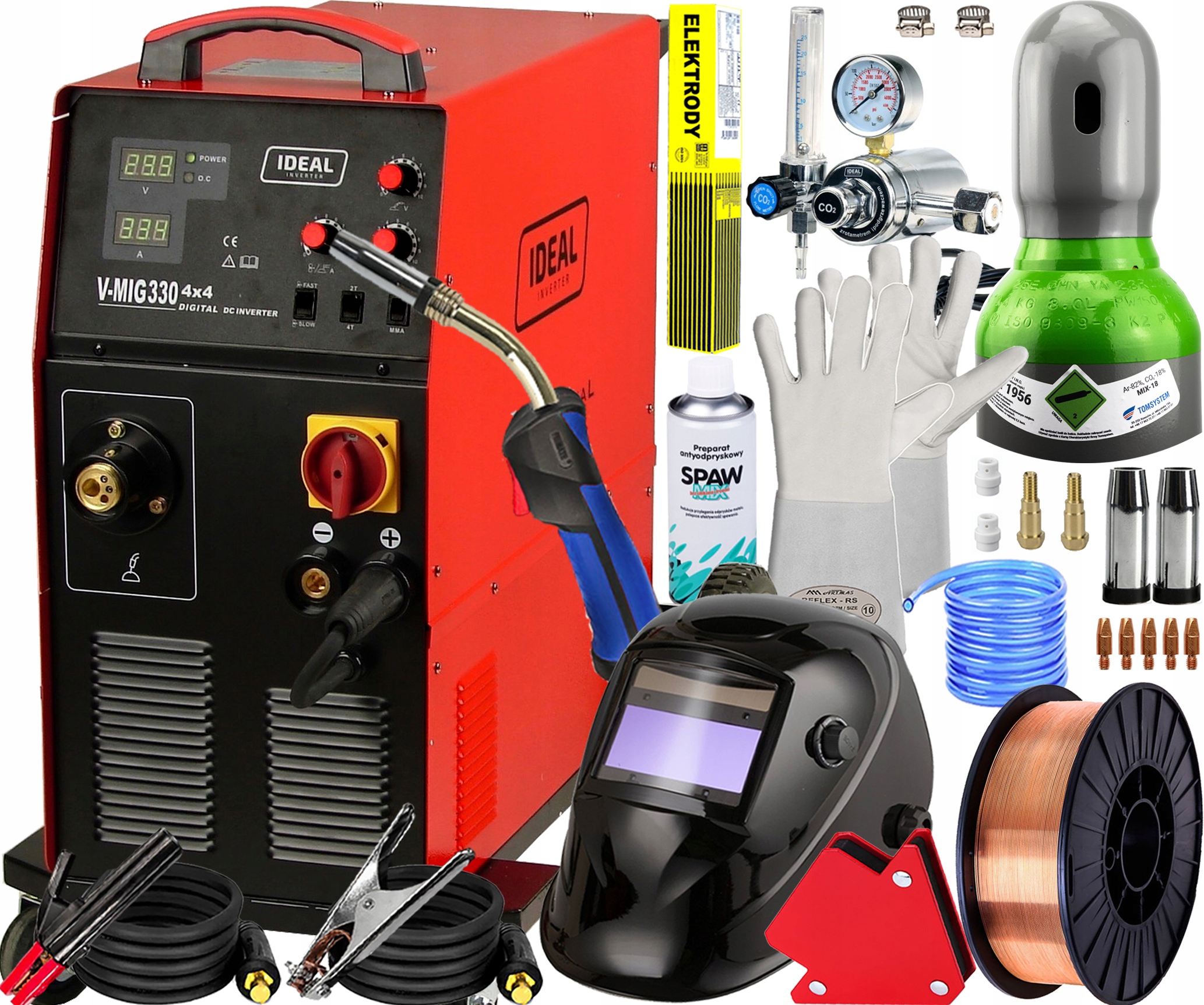 Invertorová Svářečka Migomat Poloautomat Ideal V-mig 330 4x4 Digital Mma