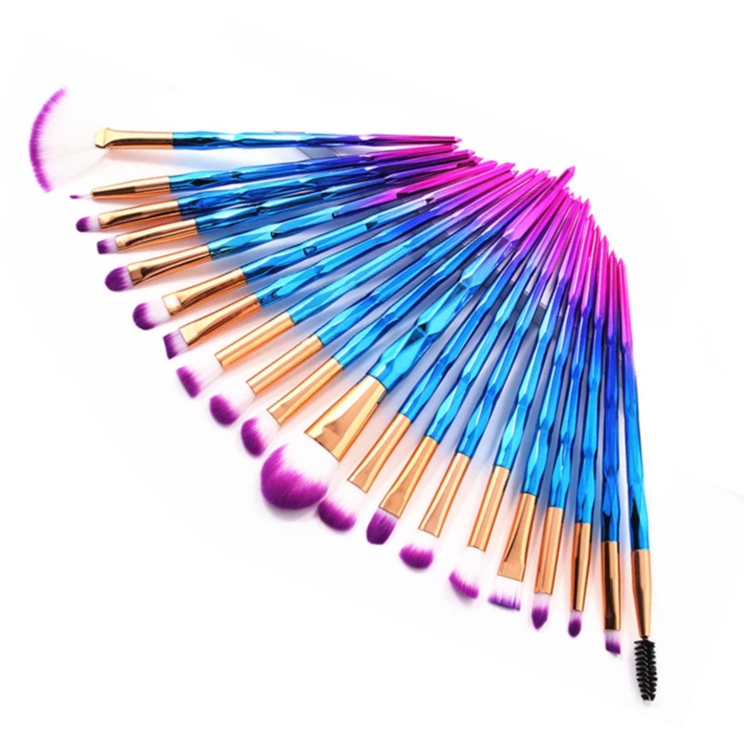 20x PĘDZLE DO MAKIJAŻU UNICORN KOLOROWE DIAMENTOWE Marka bez marki