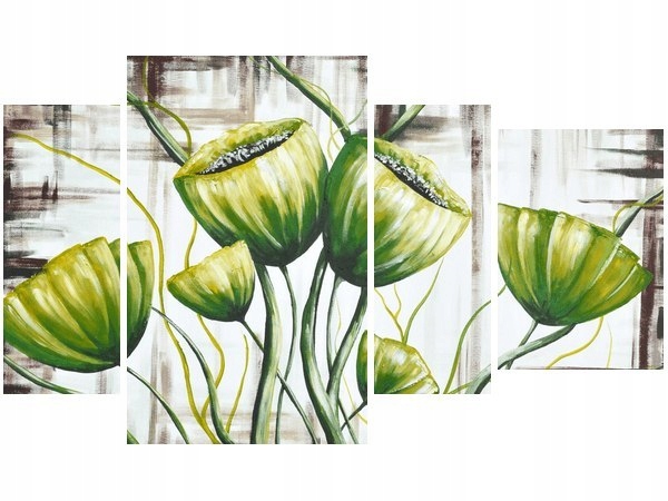 135cm 80 obraz 4 elem Zielone maki ścienny
