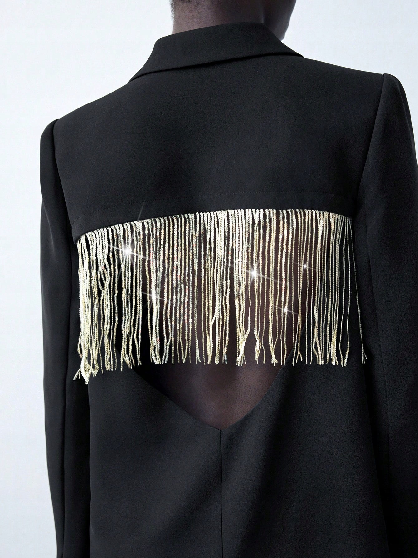 Sako S Flitrovými Třásněmi Černá Shein XL 42