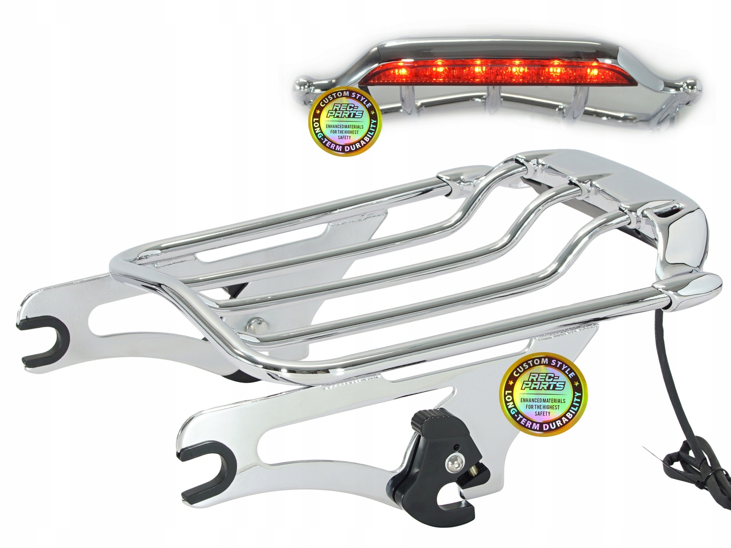 Batožinový priestor Led zadná strana Stop chróm 2-up Air Wing pre Harley Touring 09-25