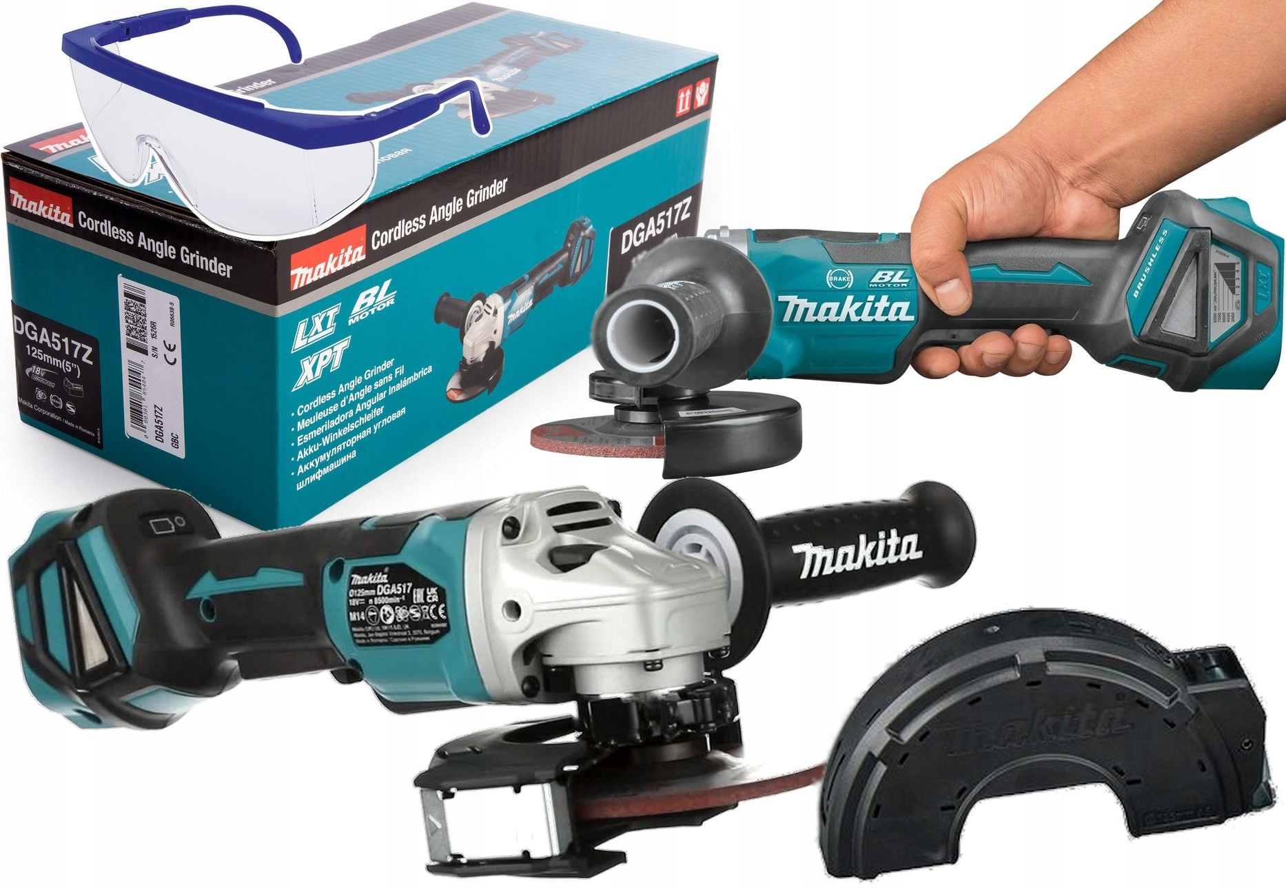 Makita DGA517Z Szlifierka Kątowa 18V Regulacja Obrotów Okulary