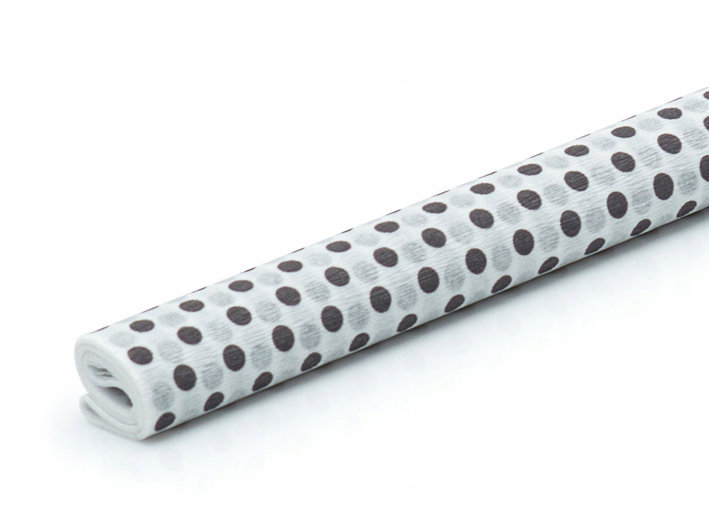 Bibuła marszczona BIAŁA czarne kropki 50x200cm