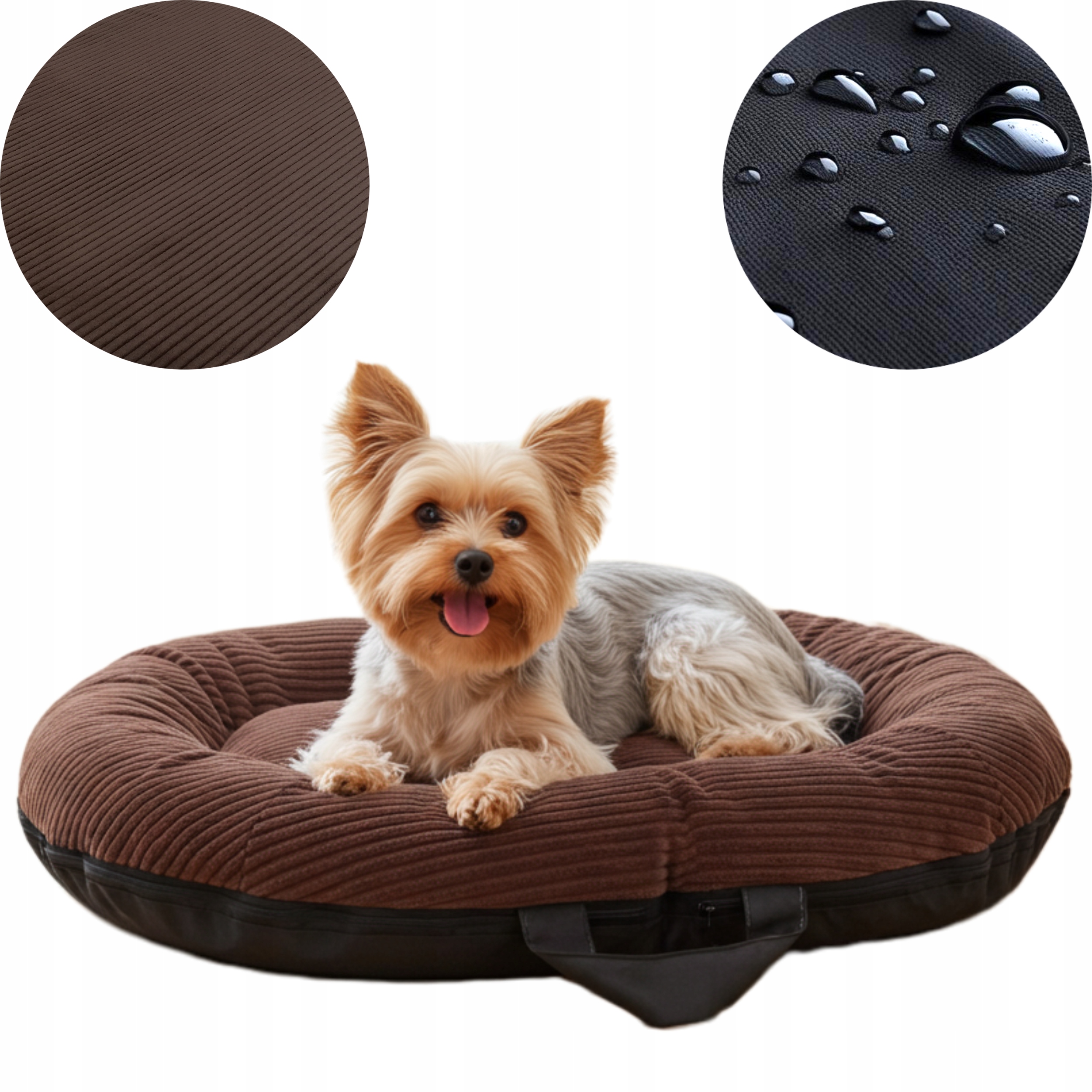 Levně Pelíšek pro malého psa a kočku, plyšové, teplé potah, manšestr, hnědá, velikost 75/60