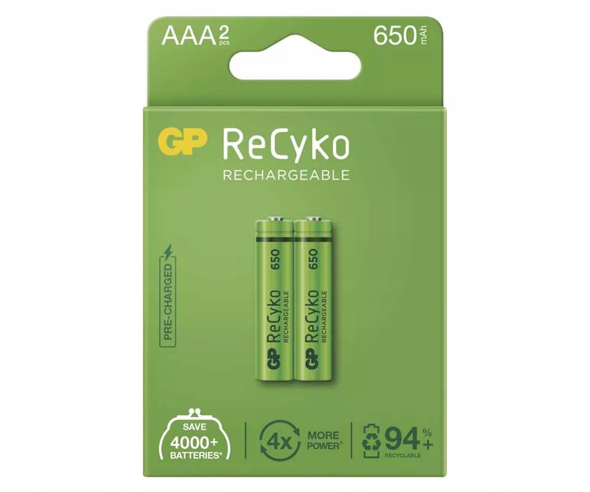 

Gp Recyko+ New R03/AAA 650mAh Series B2 1,2V Ni-MH