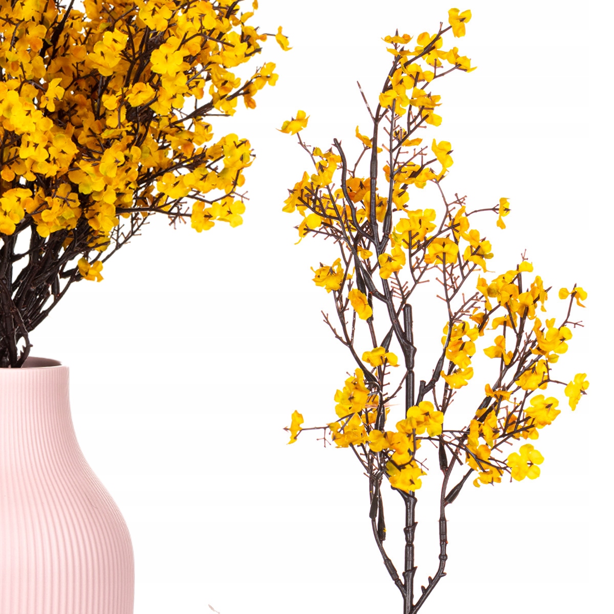 SZTUCZNE KWIATY WIŚNI JAK ŻYWE LIŚCIE GAŁĄZKA DEKORACYJNA WAZON 50 CM