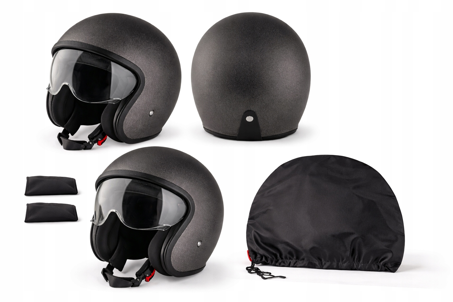 Kask motocyklowy Jet Ultimate Speed XL 61cm grafitowy z wizjerem Ece 22.06