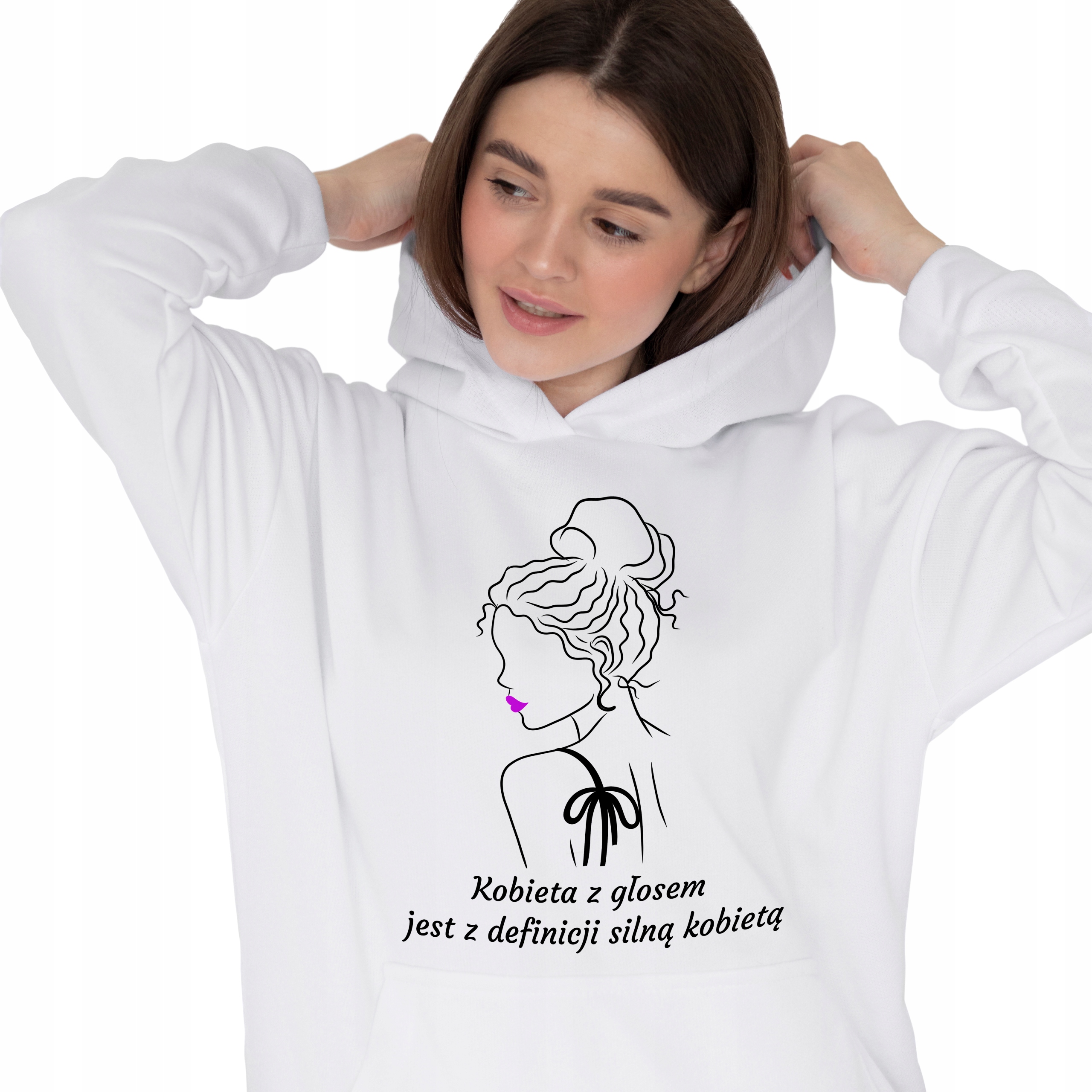 Mikina Bílá S Kapucí Ženské vzory M