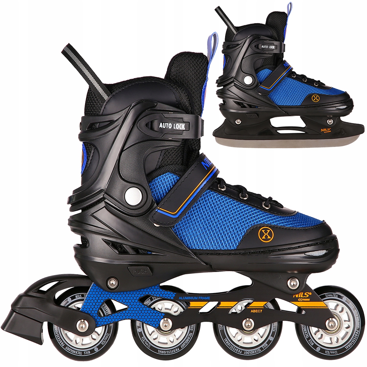 ŁYŻWOROLKI 2W1 ROLKI ŁYŻWY HOKEJOWE DAMSKIE MĘSKIE ABEC7 REGULOWANE r.39-43 Twardość kół 82A