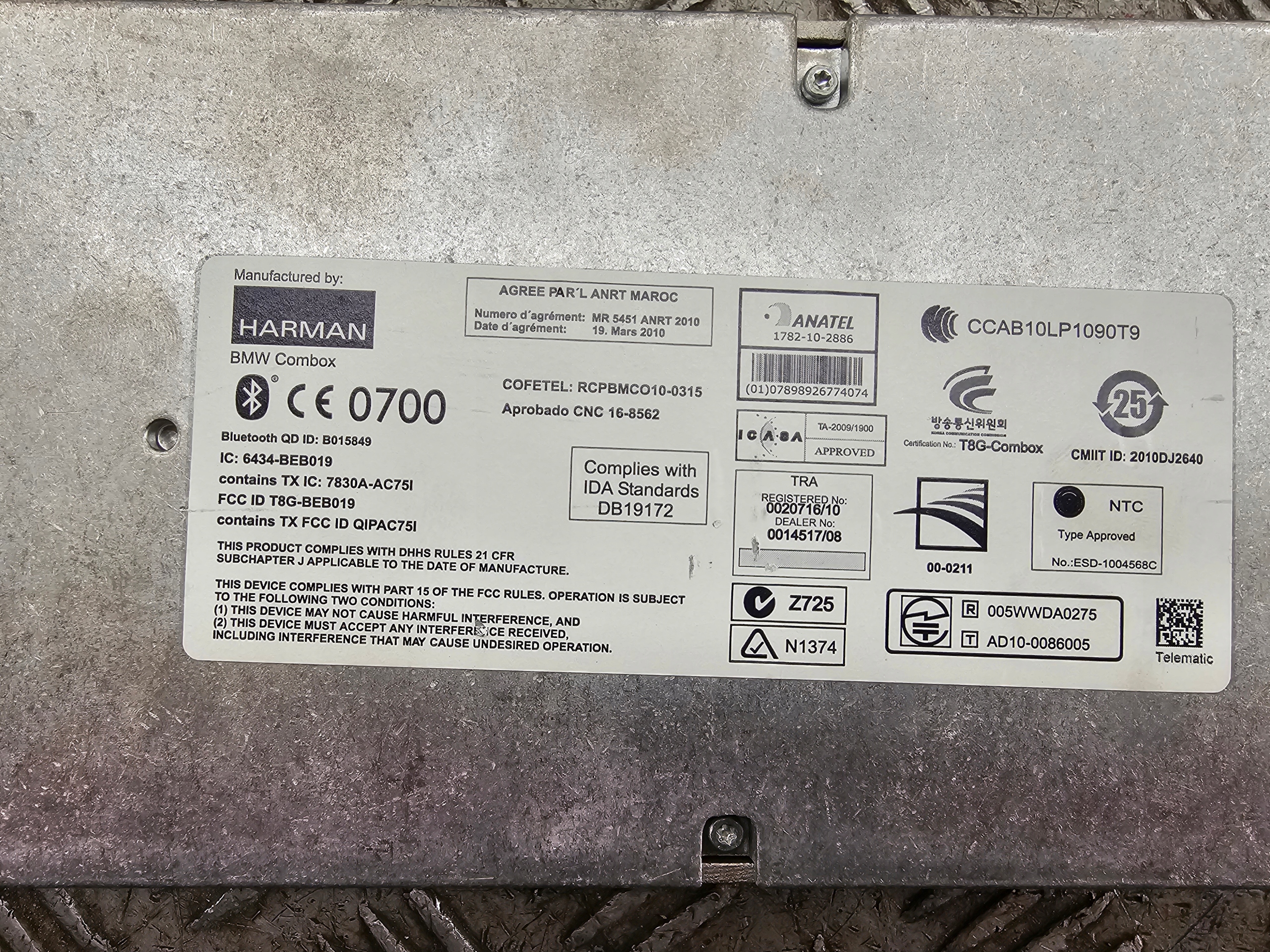 module control unit COMBOX TELEMATIK BMW 5 F10 F11 9257151
