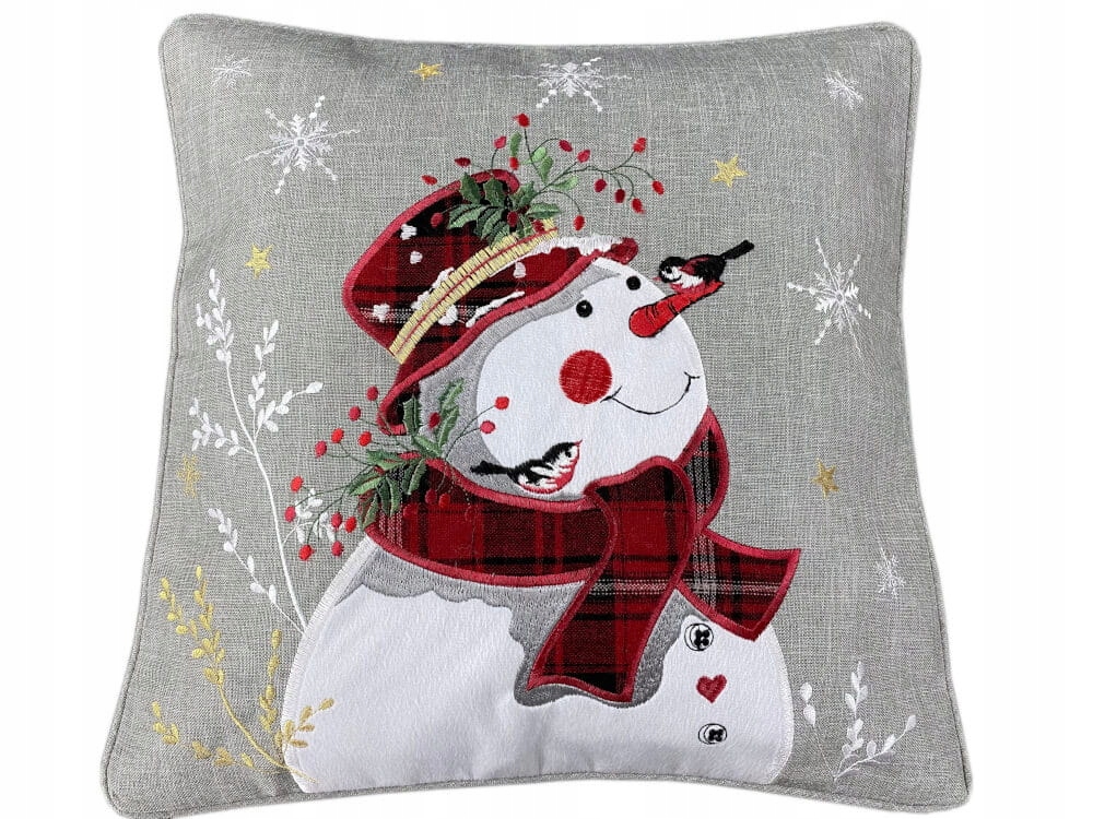 

Poszewka Świąteczna 40x40 cm szara Bałwanek