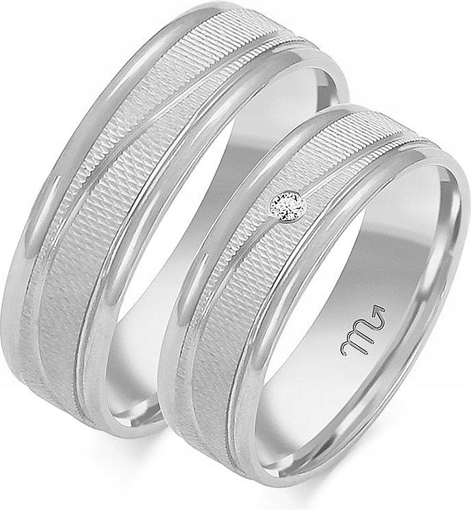 Dámský snubní prsten z bílého zlata 14k 585, 11 12 13, s gravírováním