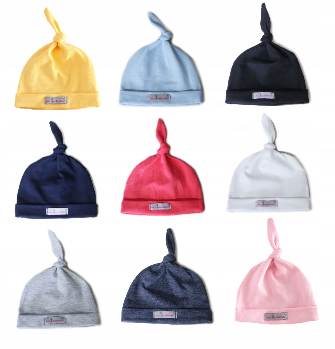 

Bawełniane Czapeczki Dla Noworodków kolory supełek