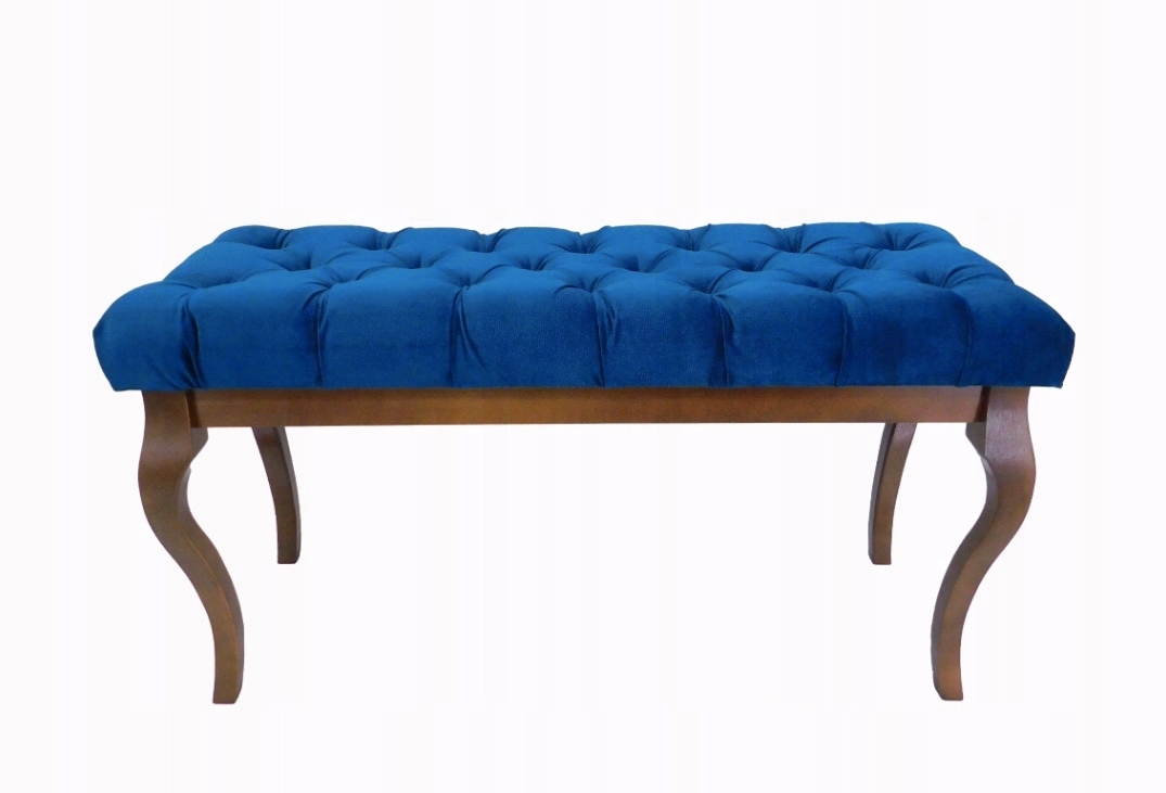 Čalúnená lavička morská zelená velúr drevo buk orech 105x40 H55 cm