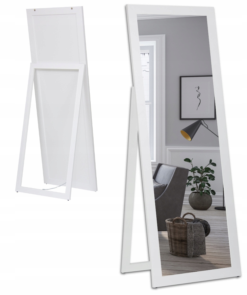 

Duże Stojące Lustro w białej ramie 170x50