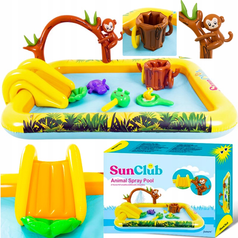 Duży Basen Wodny Dmuchany Plac Zabaw Dla Dzieci Zjeżdżalnia Zabawki 214cm