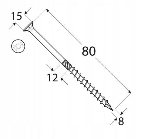 WKRĘTY CIESIELSKIE 8x80 TORX ŁEB STOŻKOWY 100szt Kod producenta TORX ST 8X80