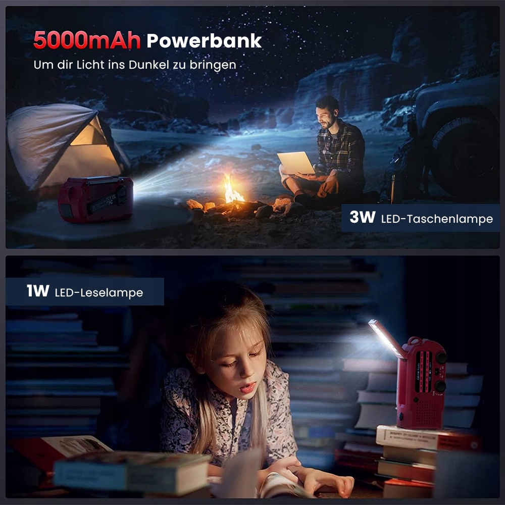 FM/AM solar Radio z korba dynamo 5000mAh Latarka Radio FM AM