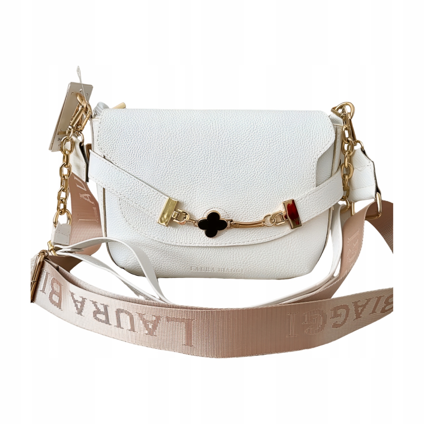 Laura Biaggi kabelka přes rameno bílá s klopou