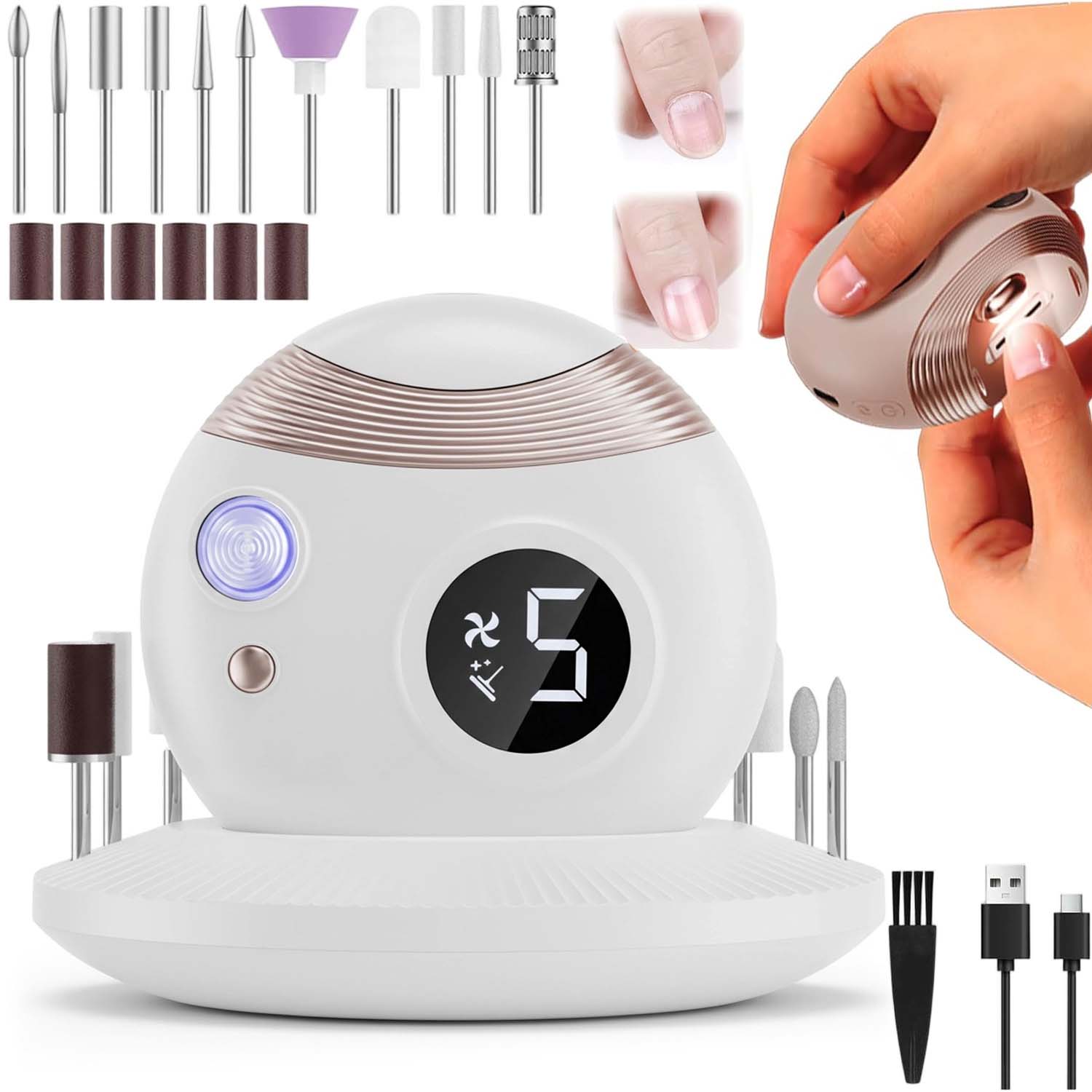 Elektrický Automatický Pilník Na Nehty Pro Dospělé I Děti S Led