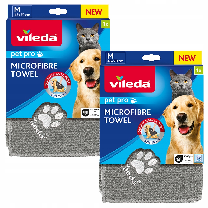 Levně Ručník z mikrovlákna pro zvířata Vileda Pet Pro M 2 ks