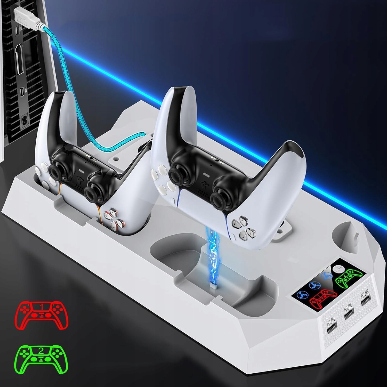 Podstawa Do PS5 Z Ładowarką Chłodzeniem 3 Porty Usb I Zwiększoną Wentylacją