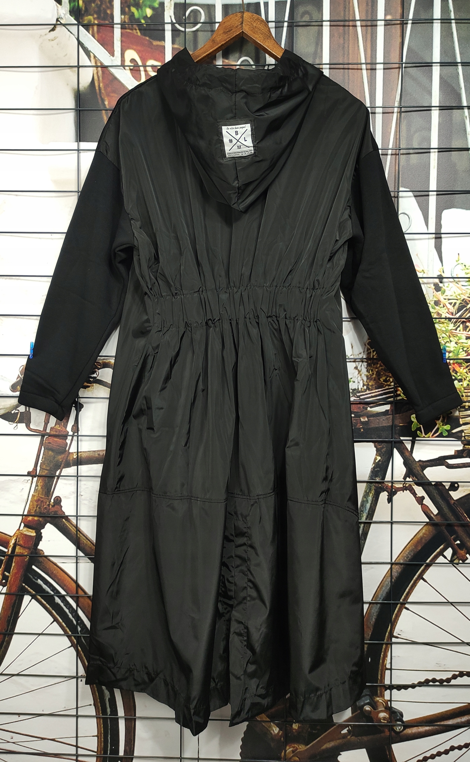 Kurtka Płaszcz z kapturem ortalion By Love Me czarny BLM Rękaw długi rękaw