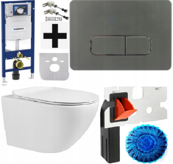 Stelaż Wc Geberit Duofix UP320 miska deska przycisk Moha gun metal Fresh