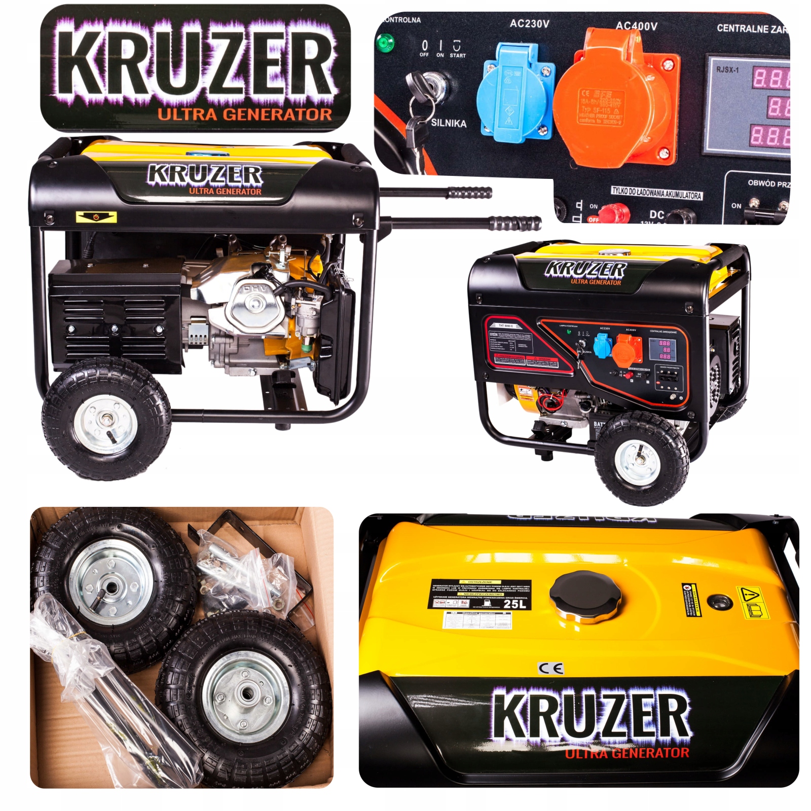 Agregat Prądotwórczy THT6500E Kruzer 5,5kW Prądotwórczy Kółka Uchwyt