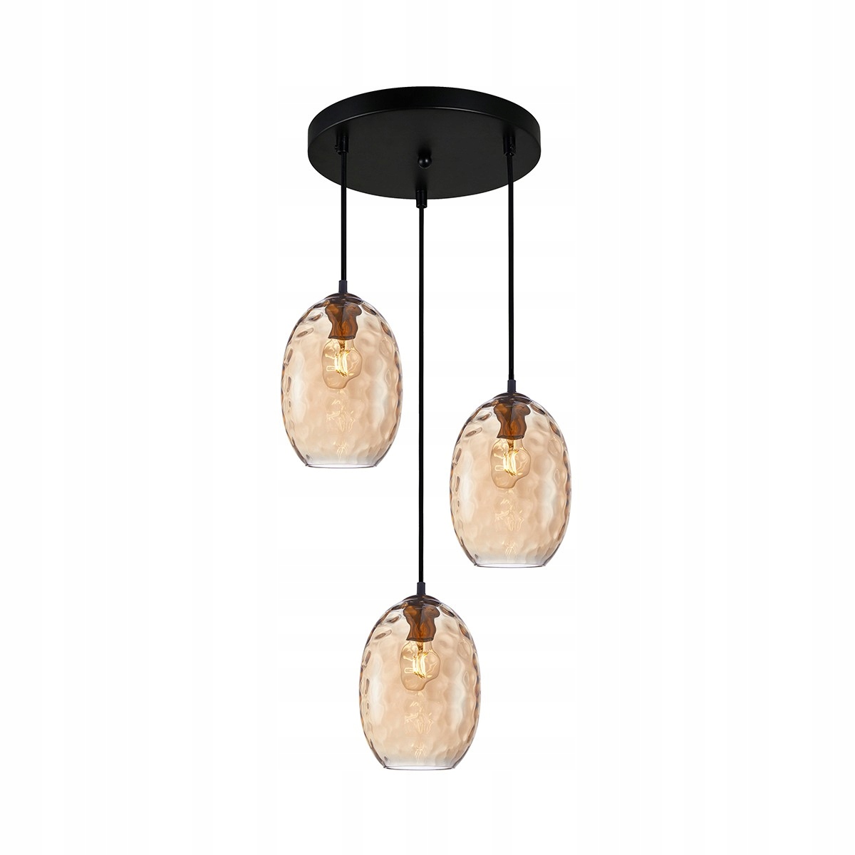 Novala PND-3031-3A-BRO-AMB Nowoczesna lampa wisząca z bursztynowymi kloszam