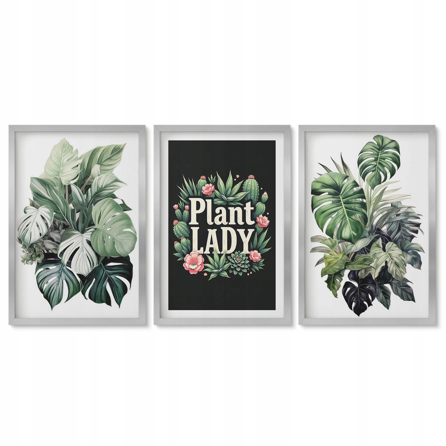 Nástěnné obrazy do ložnice sada 40x60 cm Tropické rostliny Plant Lady