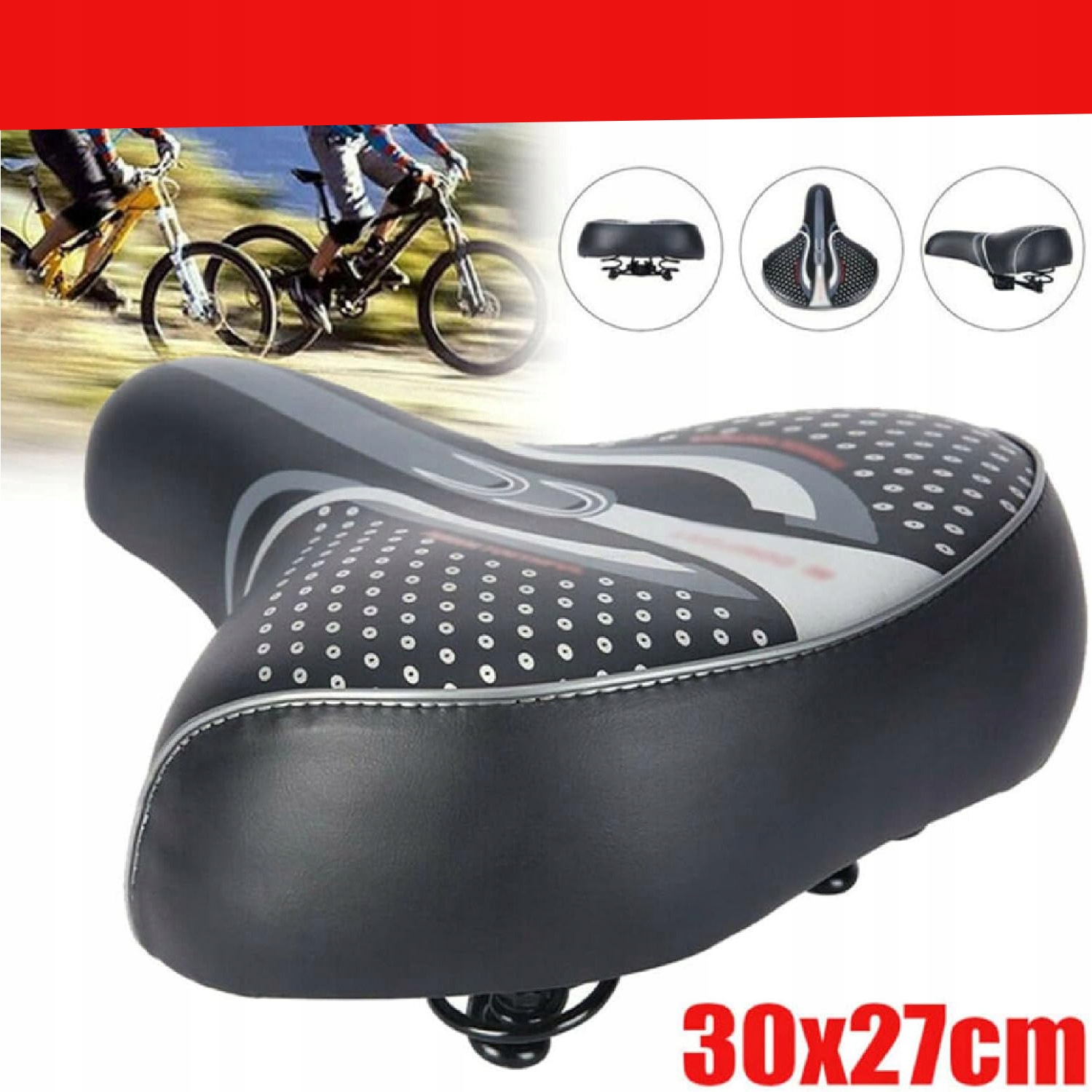 SIODEŁKO ROWEROWE, UNIWERSALNE, ERGONOMICZNA WODOSZCZELNE SIODEŁKO ROWEROWE Szerokość 270 mm