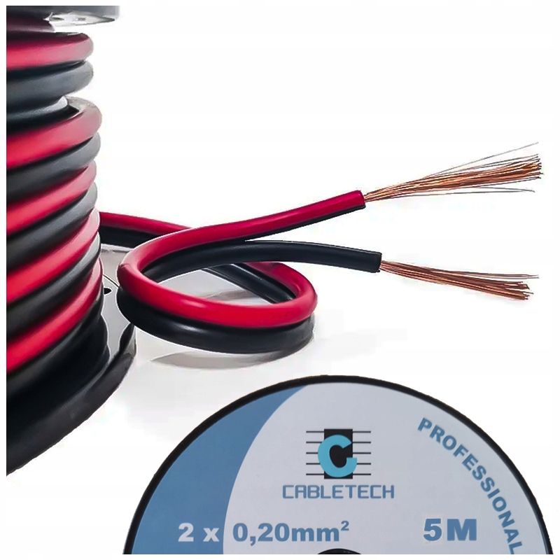 

Przewód Kabel 2 żyły 0.20mm2 czarno czerwony 5m