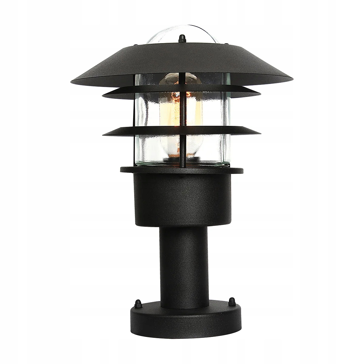 Stojacia vonkajšia lampa s industriálnym záhradným stĺpikom čierna 30 cm Elstead