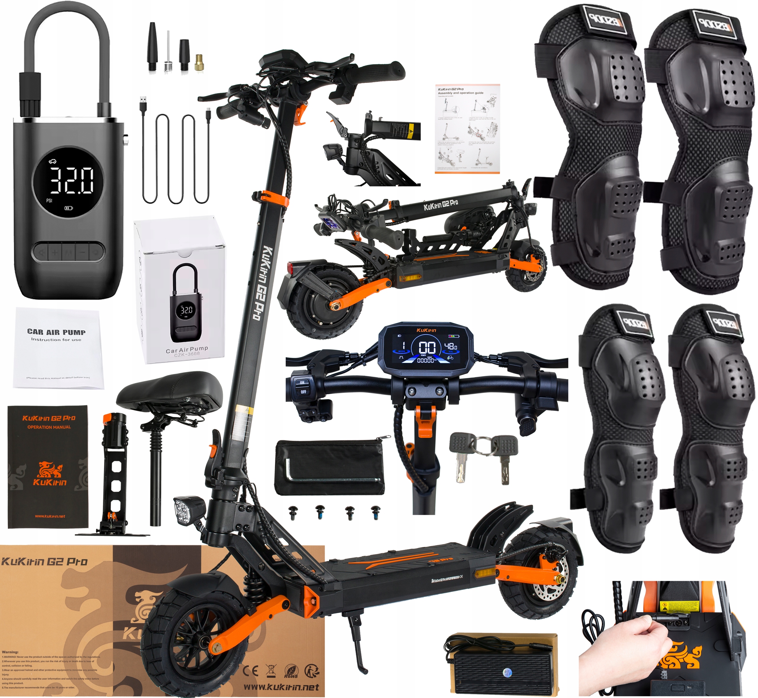 KuKirin G2 Pro Elektrická vozidla 1000W 48V 15.6AH 45KM/H 58KM 9" Dárek