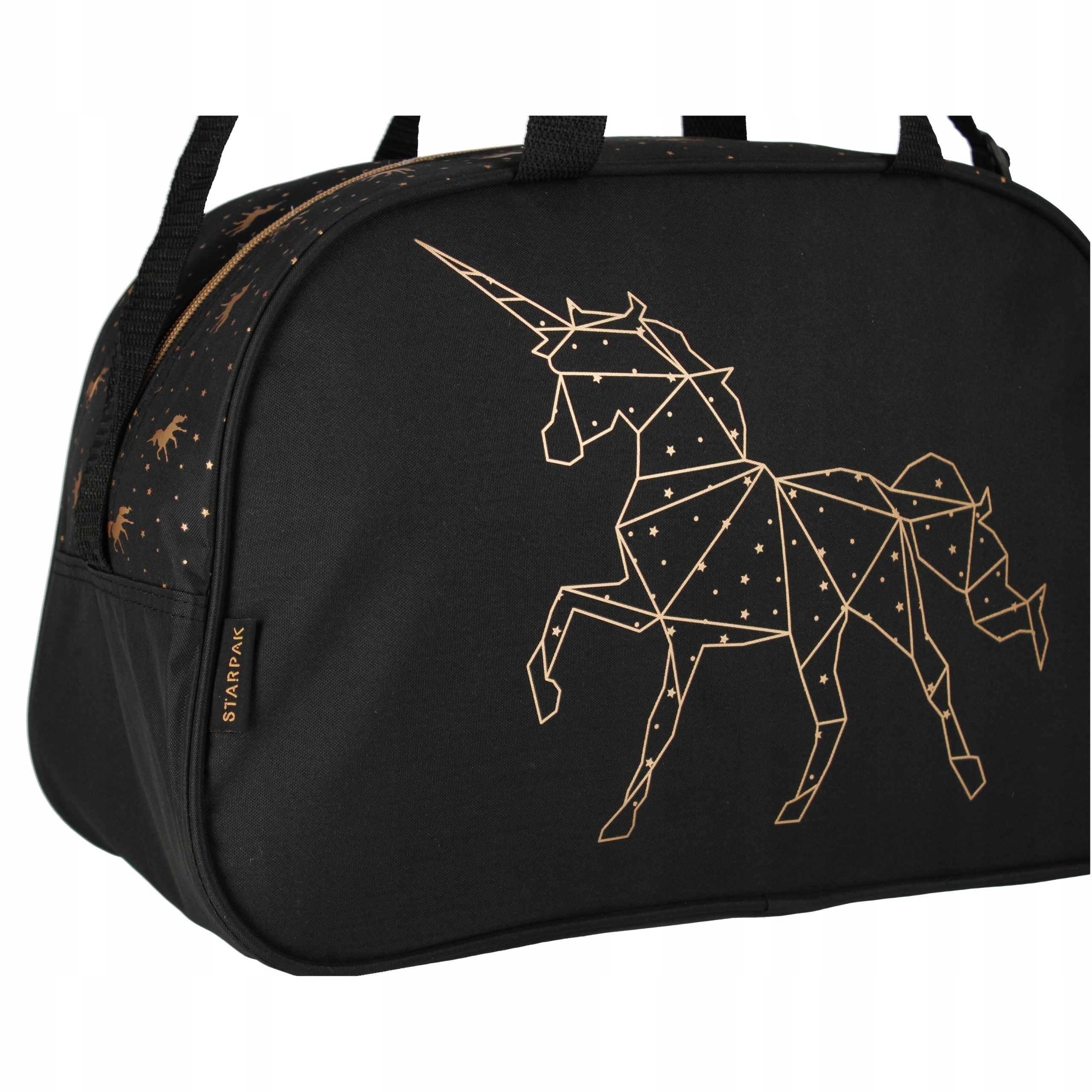 TORBA SPORTOWA SZKOLNA NA BASEN WF DLA DZIEWCZYNKI CZARNA ZŁOTA UNICORN Kod producenta 511375