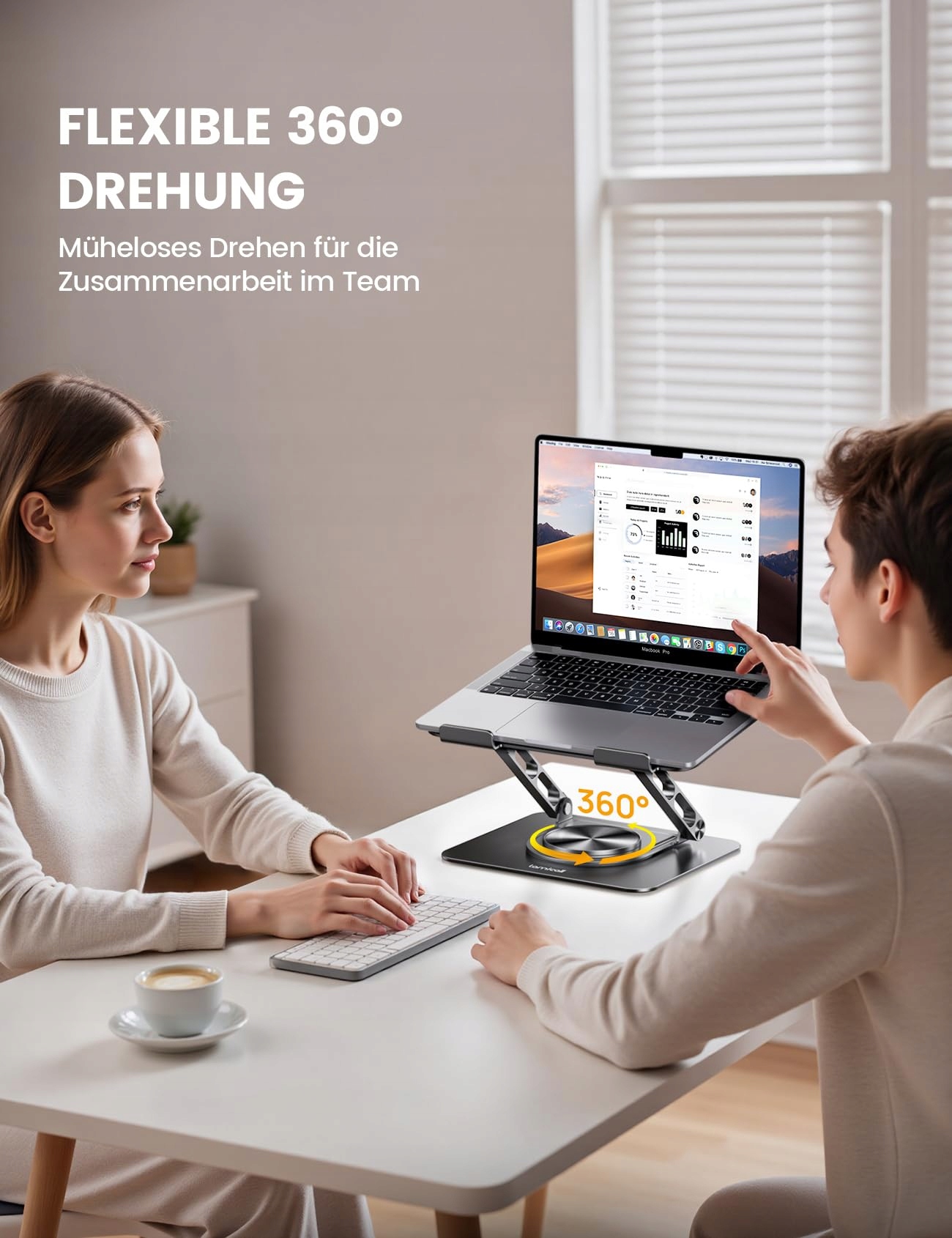 LAMICALL Regulowany Stojak Na Laptopa Obrotowy Aluminiowy 10-17.3 Cala — miniatura 2
